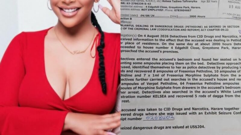 Kelsea Tafirenyika in Custody After Police Allege Recovery of Pethidine, Morphine and Dagga