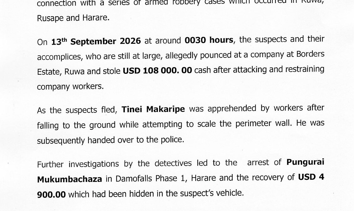 Mambo Dhuterere and Three Other Suspects Wanted Over Armed Robbery Cases
