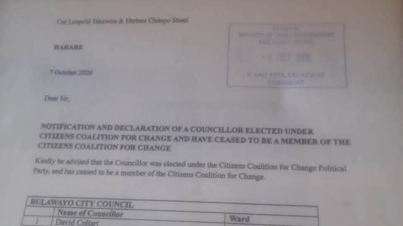 Bulawayo Mayor David Coltart Recalled by CCC Faction