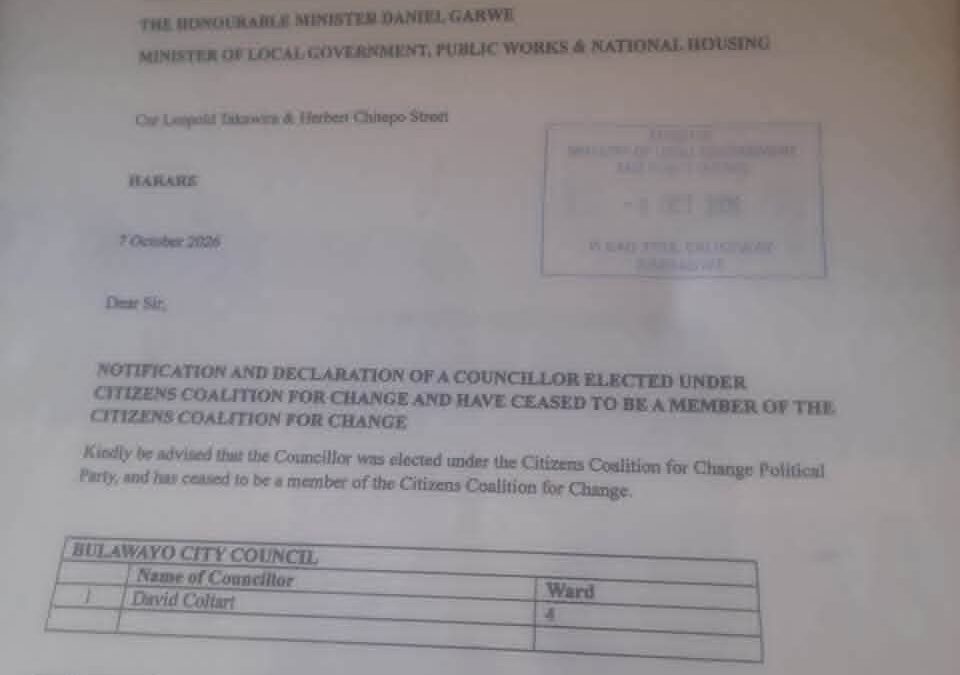 Bulawayo Mayor David Coltart Recalled by CCC Faction