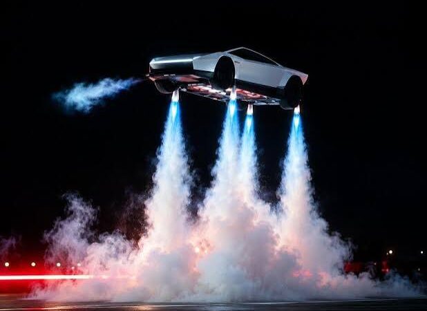 Elon Musk Showcases Flying Tesla Roadster With Rocket Thrusters