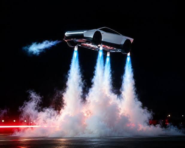 Elon Musk Showcases Flying Tesla Roadster With Rocket Thrusters